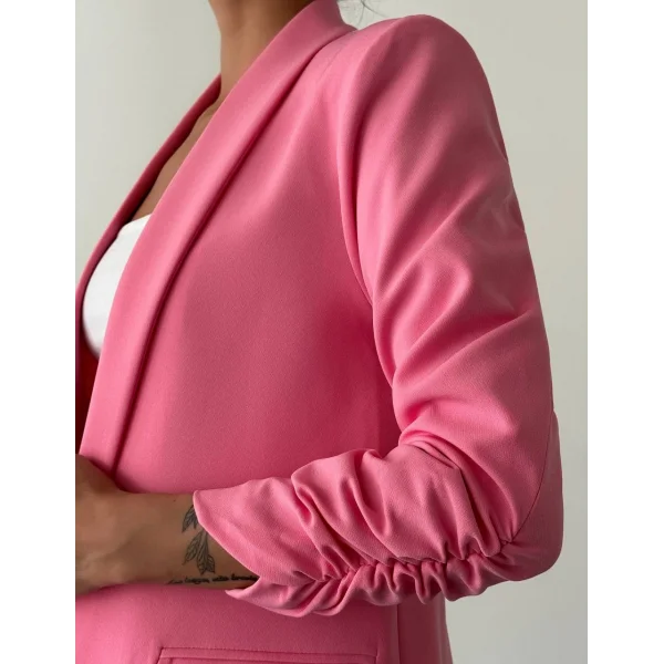 Büzgü Kol Pembe Blazer Ceket