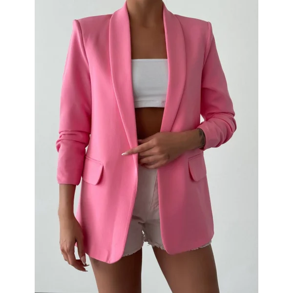 Büzgü Kol Pembe Blazer Ceket