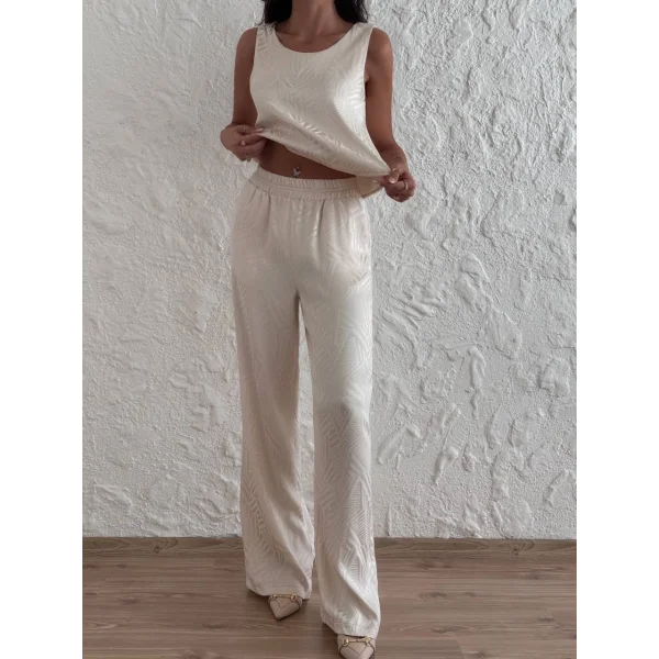 Jakarlı Saten Takım-Taş