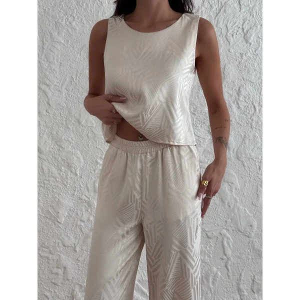 Jakarlı Saten Takım-Taş