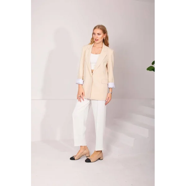 Astarı Garnili Blazer Ceket-Taş