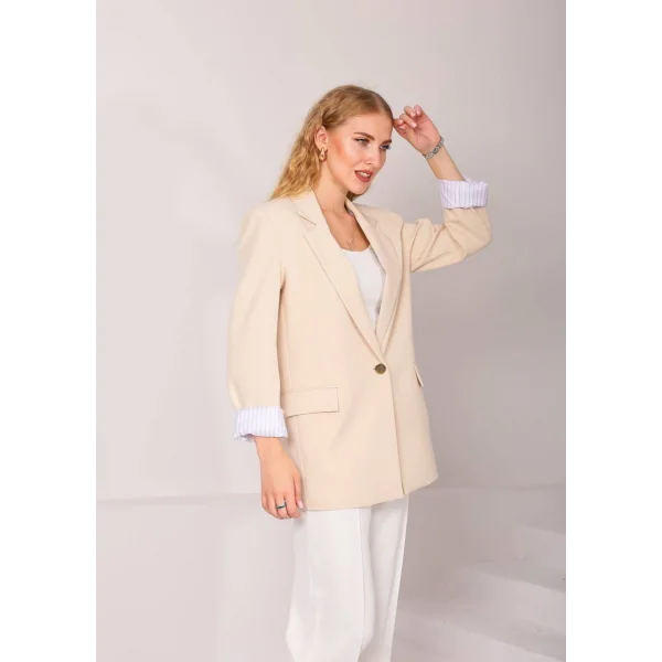 Astarı Garnili Blazer Ceket-Taş