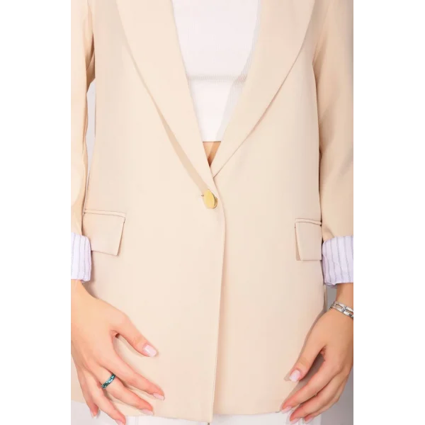 Astarı Garnili Blazer Ceket-Taş