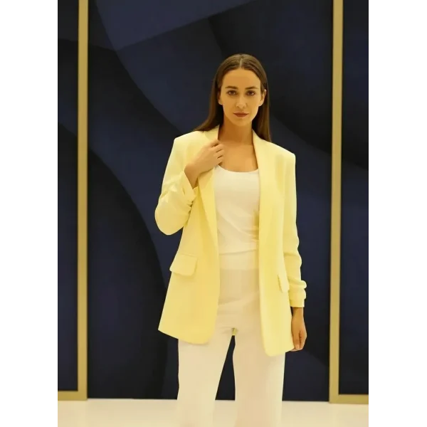 Büzgü Kol Sarı Blazer Ceket