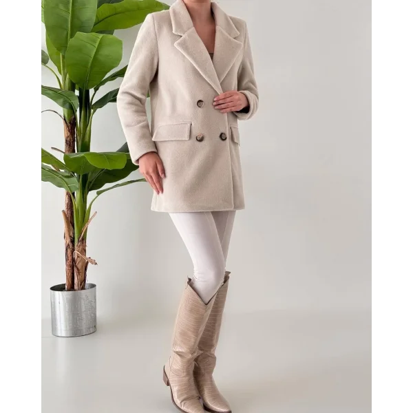 ANGORA DOKULU KISA KABAN TAŞ