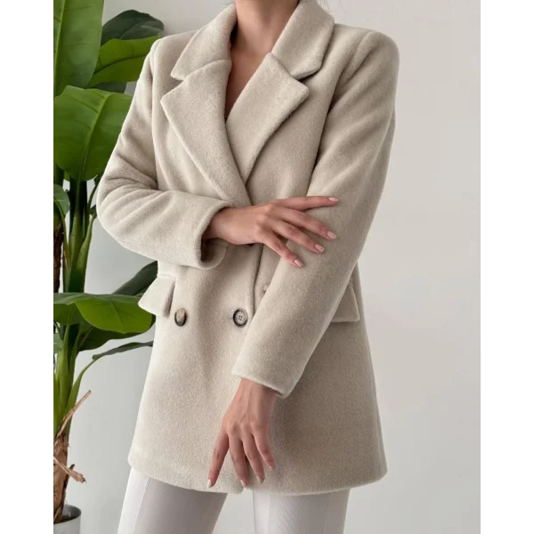 ANGORA DOKULU KISA KABAN TAŞ