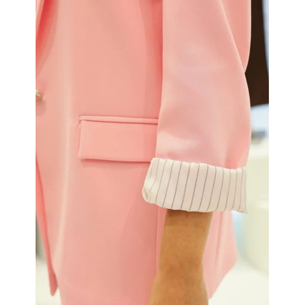 Astarı Garnili Pembe Blazer Ceket