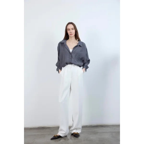 Beyaz Palazzo Pantolon