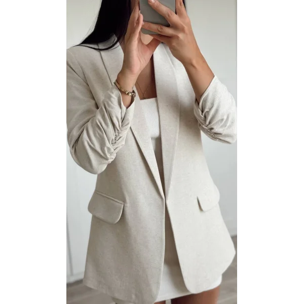 Büzgü Kol Keten Ceket