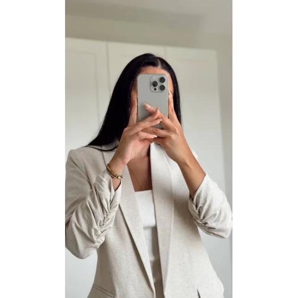 Büzgü Kol Keten Ceket