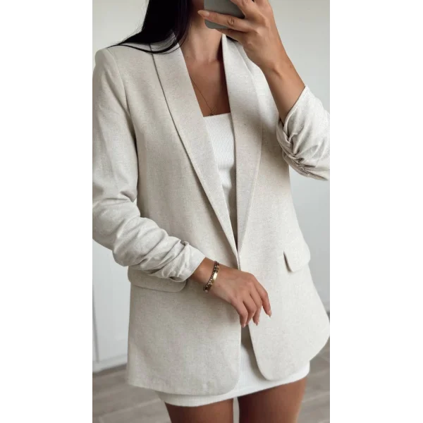 Büzgü Kol Keten Ceket