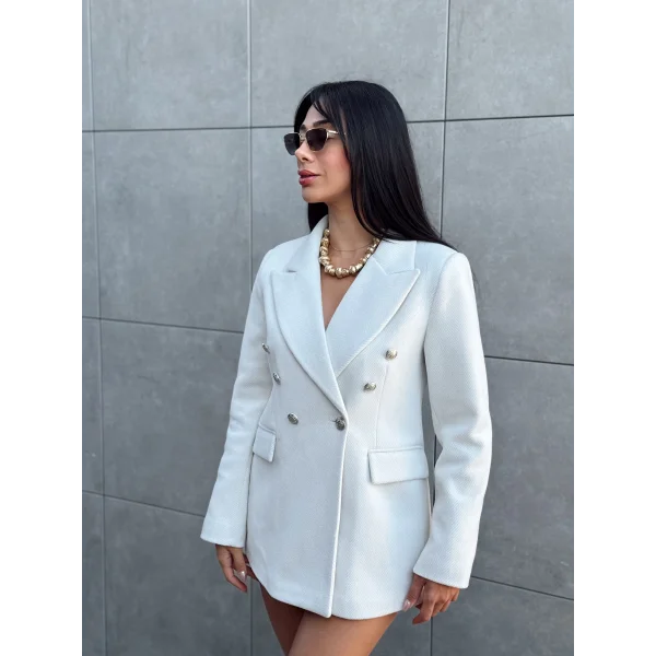 Diagonal Kumaş Kaşe Ceket Taş