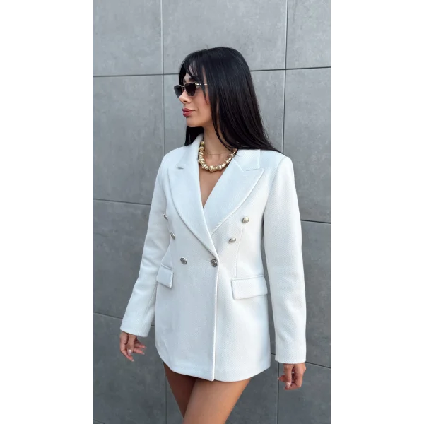 Diagonal Kumaş Kaşe Ceket Taş