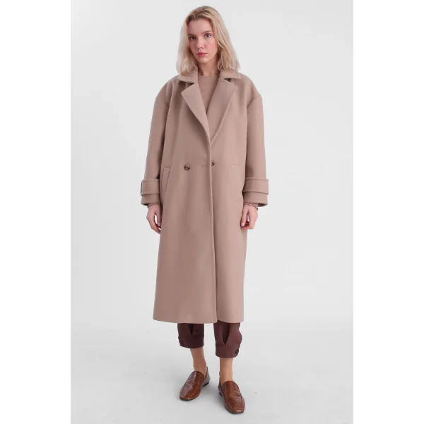 OVERSIZE KRUVAZE KABAN BEJ