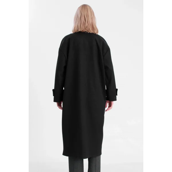 OVERSİZE KRUVAZE KABAN SİYAH