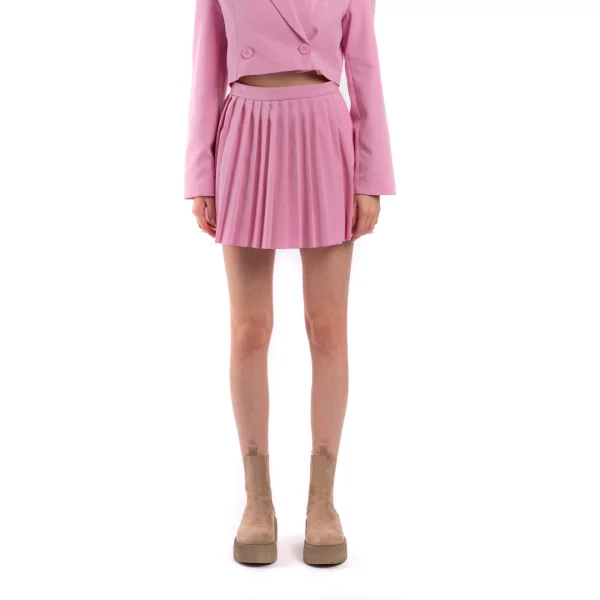 Pileli İçi Şortlu Pembe Etek