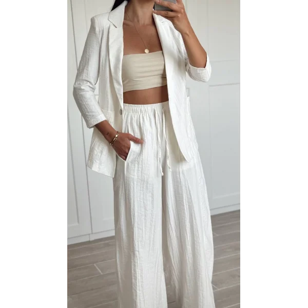 PREMİUM KETEN CEKET PANTOLON TAKIM EKRU