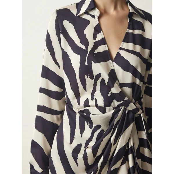 ZEBRA DESEN SATEN MİNİ ELBİSE