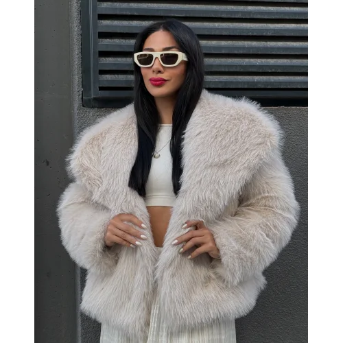 Uzun Tüylü Premium Kürk Ekru