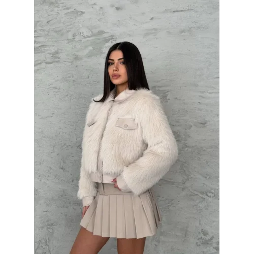 Deri Garnili Taş Kürk Ceket