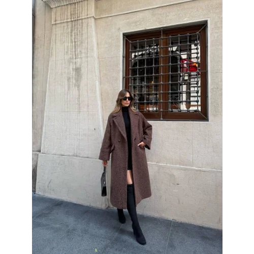 Oversize Buklet Kaban-Kahve