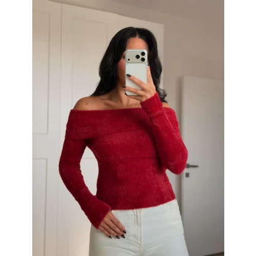 Dokulu Madonna Yaka Kazak-Kırmızı