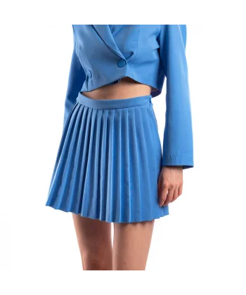 Pileli İçi Şortlu Mavi Etek