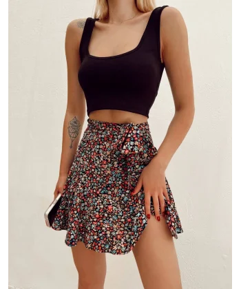 Karışık Desenli Şort Etek