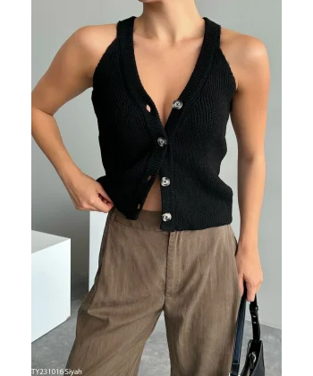 İTALYAN REGLAN SİYAH YELEK
