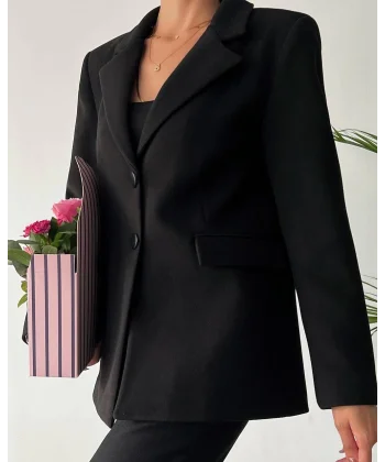 İTHAL KUMAŞ SİYAH KAŞE CEKET