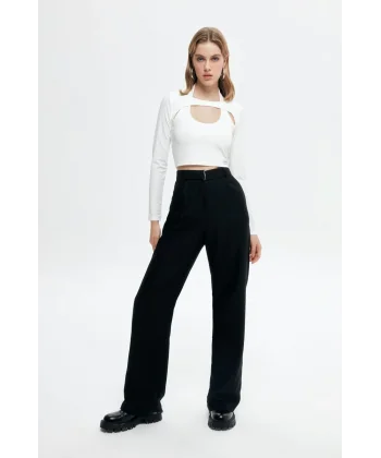 BOL PAÇA PALAZZO KUMAŞ PANTOLON SİYAH