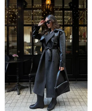 Premium Seri Deri Detay Kaban-Siyah