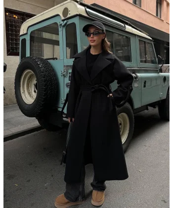 KOL DETAYLI PREMİUM KABAN SİYAH