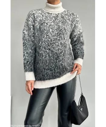 DESENLİ GRİ BALIKÇI YAKA KAZAK