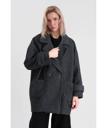 DÜŞÜK KOL OVERSİZE KABAN SİYAH