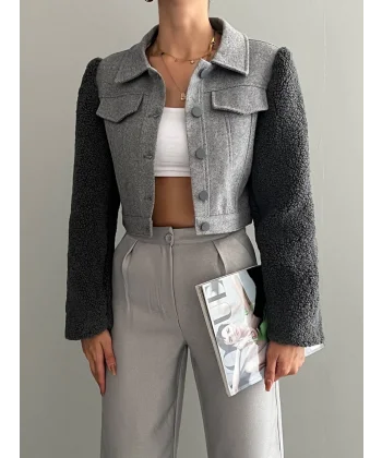 TEDY KOL KISA CEKET FÜME