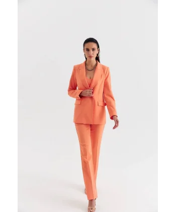 ORANJ CROP BLAZER CEKET PANTOLON TAKIM