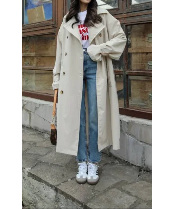 BEJ MEVSİMLİK KUŞAKLI TRENÇKOT