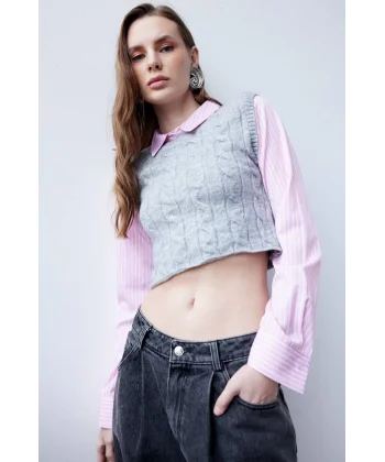 KONTRAST TRİKOLU GÖMLEK