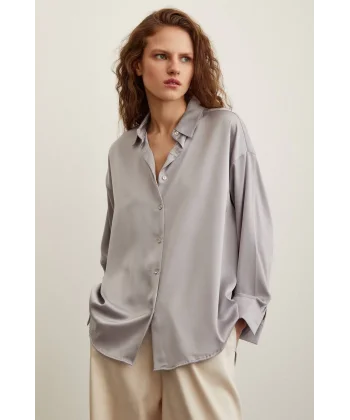 VİSKON SATEN GÖMLEK GRİ