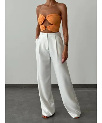 YÜKSEK BEL PALAZZO BOL PAÇA PANTOLON-BEYAZ