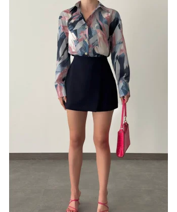 DESENLİ VUAL GÖMLEK PEMBE