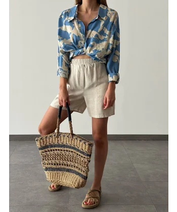 DESENLİ SALAŞ GÖMLEK MAVİ