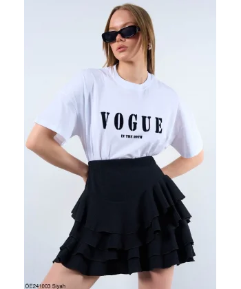 VOGUE YAZILI BEYAZ PAMUKLU TİŞORT