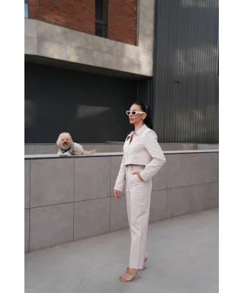 DENİM GABARDİN CEKET PANTOLON TAKIM TAŞ