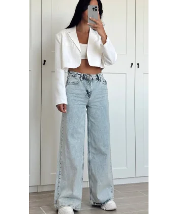 AÇIK MAVİ DİKİŞ DETAYLI BAGGY JEAN