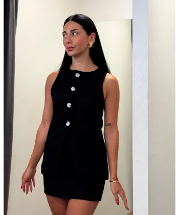 KETEN YELEK ETEK TAKIM SİYAH