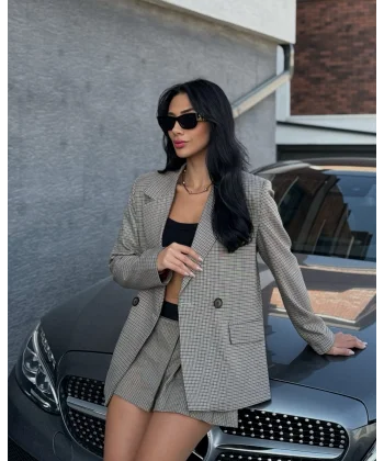 PİTİKARELİ ASTARLI BLAZER CEKET