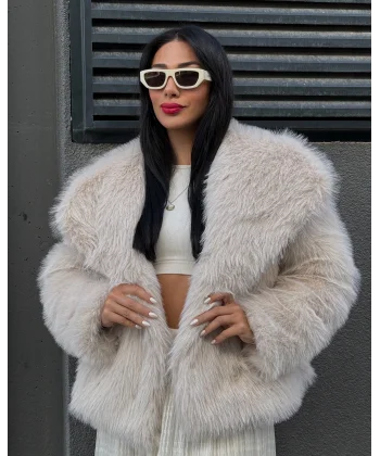 Uzun Tüylü Premium Kürk Ekru