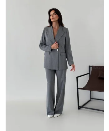 Myra Gri Blazer Ceket Pantolon Takım 